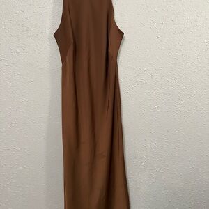 A New Day Brown Ribbed Halter Sheath Dress